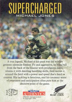 1995 Card Crazy Authentics Rugby Union NPC Superstars - Supercharged #3 Michael Jones Back